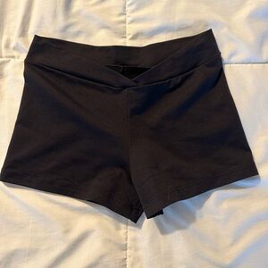 eurotard black crossover dance spandex shorts